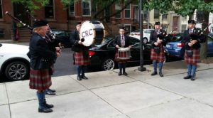 Worshippers were piped into Westminster Presbyterian Church